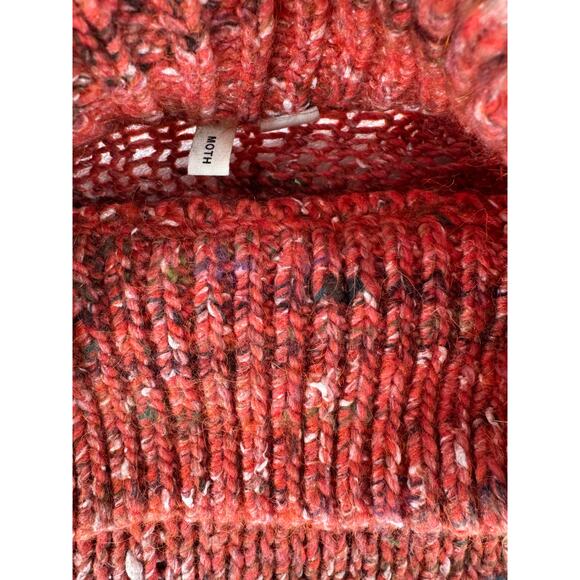 Moth Anthropologie Orange Mock Neck Wool Alpaca Sweater S Cozycore Cabincore - Picture 8 of 9